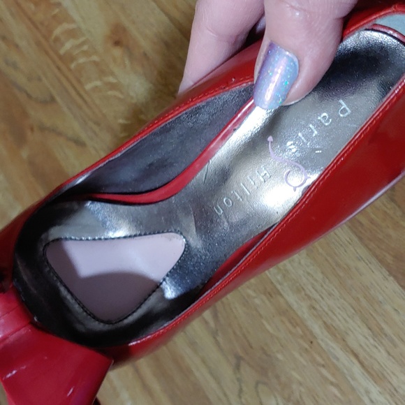 Paris Hilton 🥳 HOST PICK🥳 Vintage Red Bow Open Toe Heels 6 - Picture 12 of 16